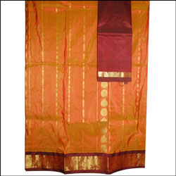 Click Here For Bigger Zoom - Mustard Pattulanga-Ooni Set with MAROON Border (SSM-15)